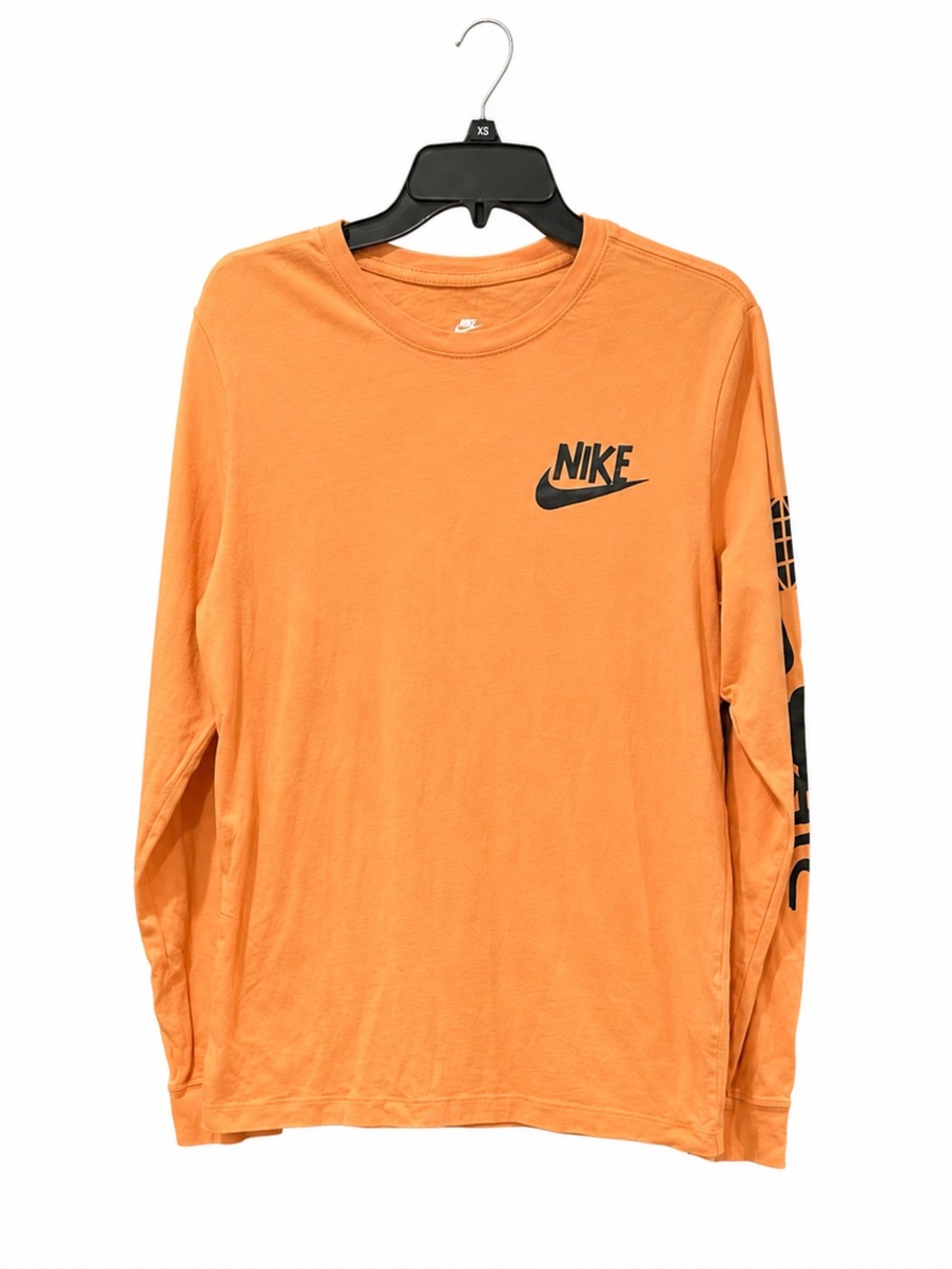 Nike Men’s Orange Shirt Top Long Sleeves Size Small Tee Snail Graphics On Sleeve